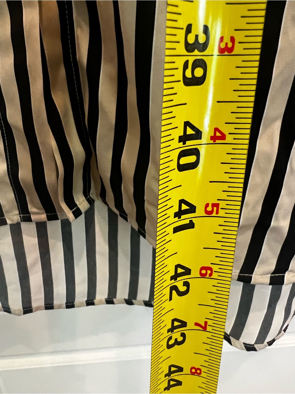 Banana Republic Petite Medium Black Cream Stripe Midi Shirt Dress Long Sleeve - Picture 7 of 8